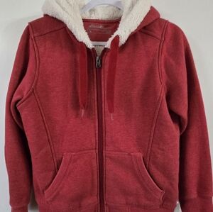 Women's Red Sherpa-Lined Hoodie Sz Snall